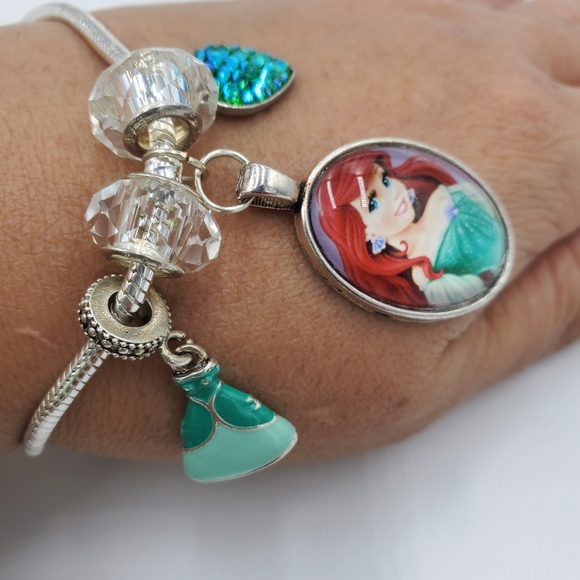 Little Mermaid 925 s.silver big charm bracelet - Picture 6 of 10